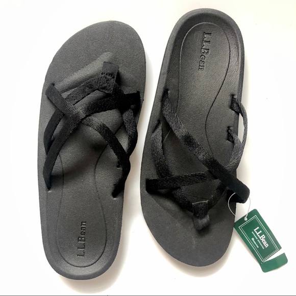 L.L. Bean Black Maine Isle IV Strappy Sandal NWT